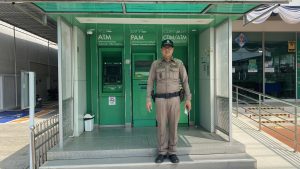 พ.ต.ท.สฤษฏ์พงศ์  จุลพันธ์ สวป.สภ.วิเศษชัยชาญ    พร้อมกำลัง ว.4 ป้องกันเหตุ ธนาคาร ร้านทอง ในเขตพื้นที่รับผิดชอบ